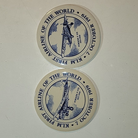 Set of 2 Vintage KLM First Airline of the World Coasters - Picture 2 of 6
